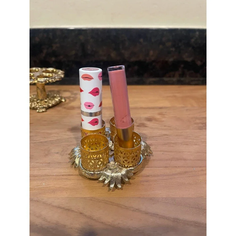 Vintage Hollywood  bright Gold Vanity Lipstick Holder